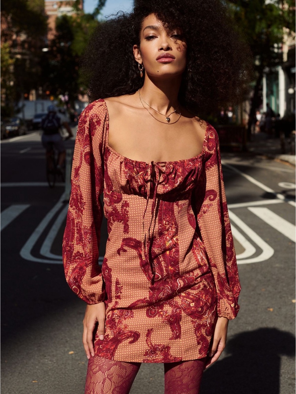 $17 Final Price! 🛍️ Urban Outfitters Vivienne Long Sleeve Mini Dress Brown Red